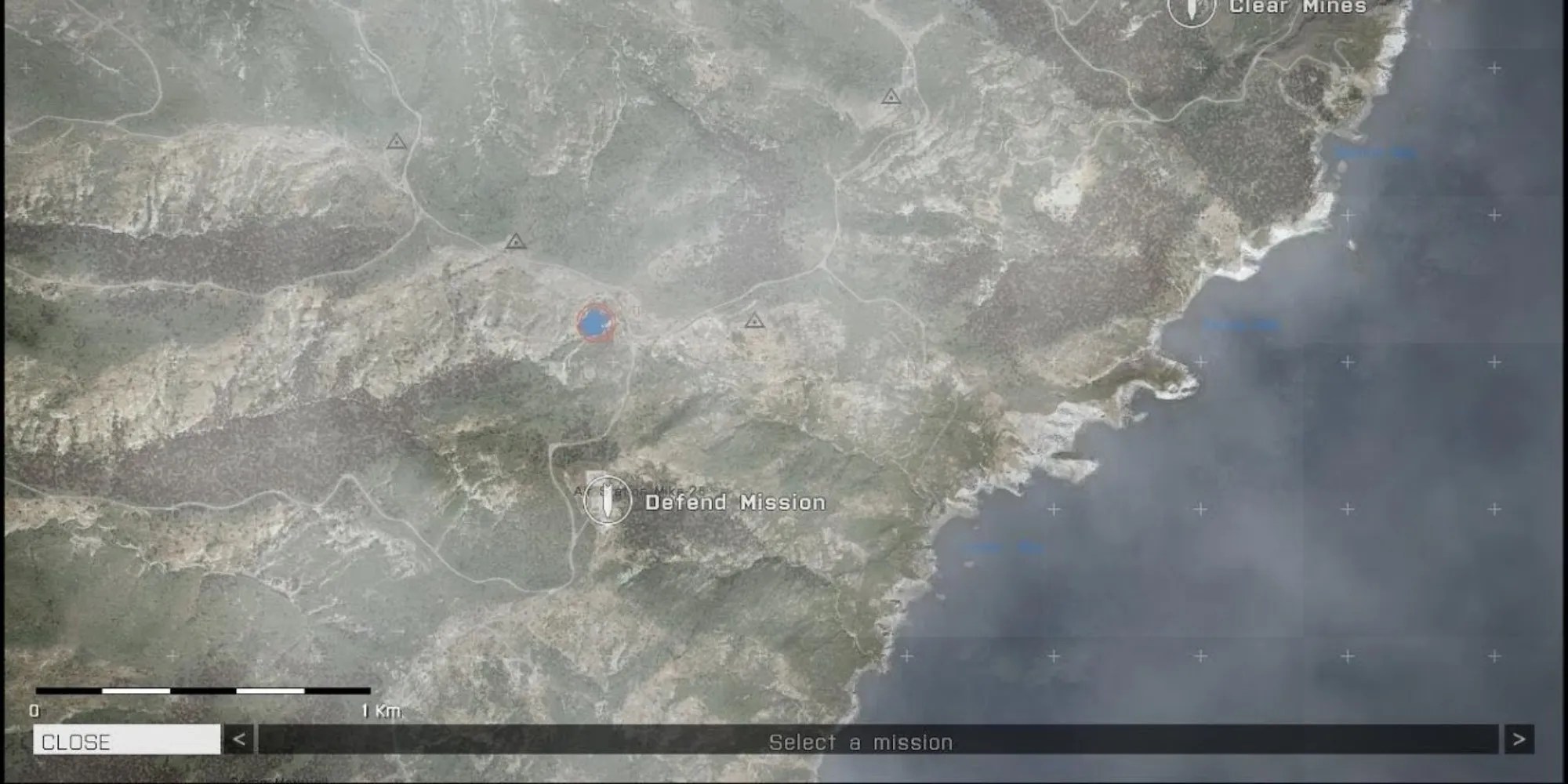 The in-game map of Arma 3