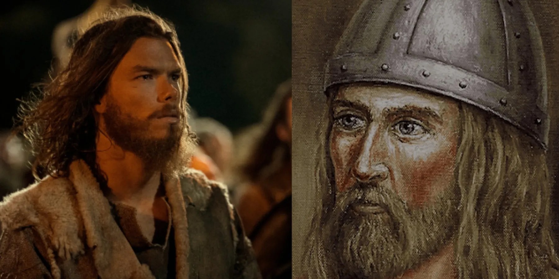 split image of leif erikson