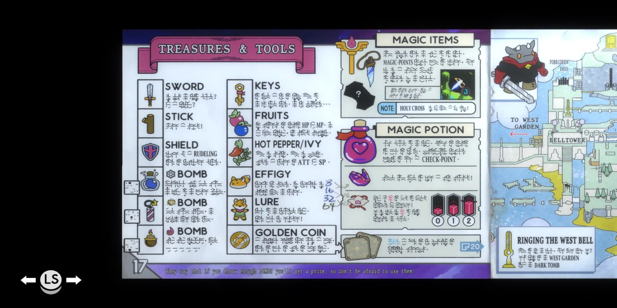 The item manual in Tunic