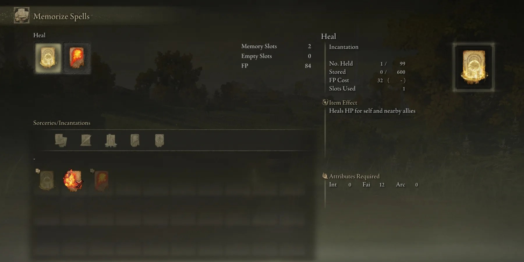Memorizing spell menu in Elden Ring