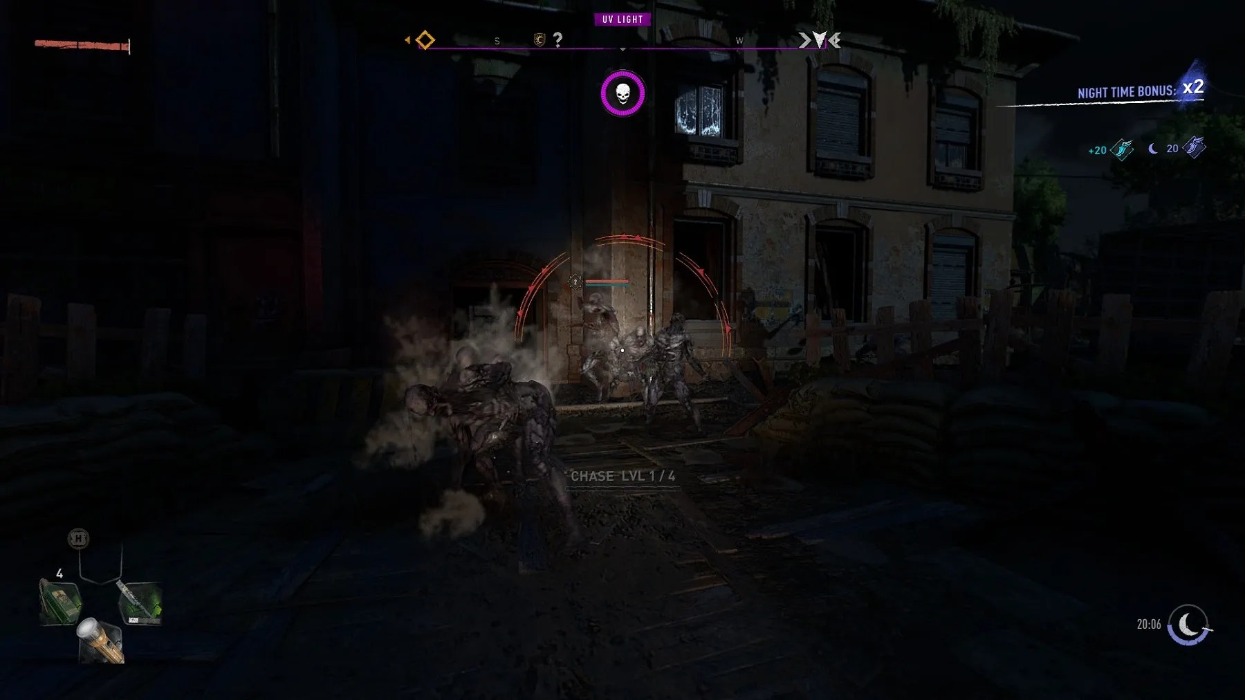 Screenshot from the Dying Light 2 “Nightmare Plus” mod showing zombies at night.