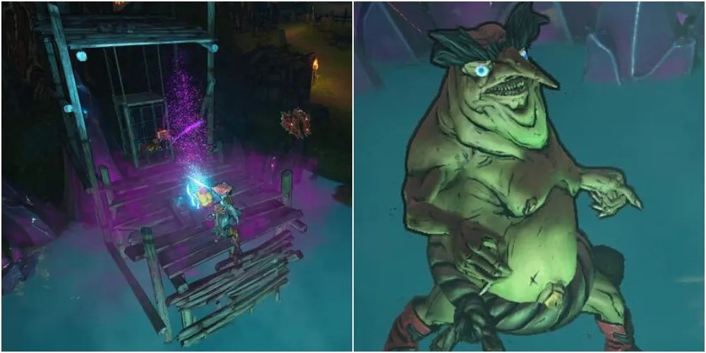 Murphetta trapped in a cage  and Garglesnot from Little Boy Blues questline in Tiny Tina&rsquo;s Wonderlands