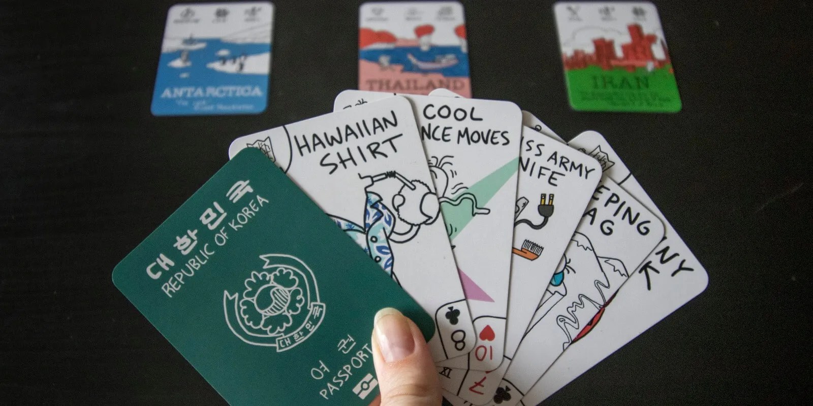 Itchy feet card game showing a player&rsquo;s hand
