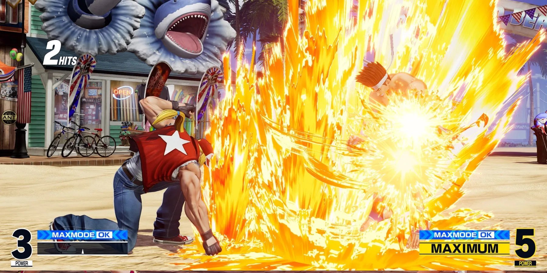 A character using the ground to attack in KOF15