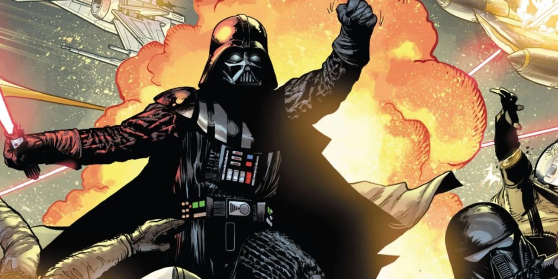 Darth Vader jumping to attack