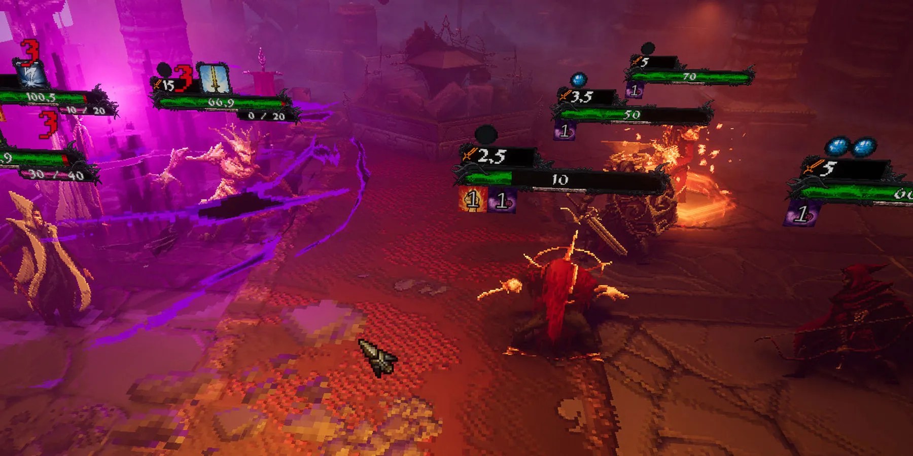Lords-of-Ravage-video-game-warrior-groups-fighting-in-dungeon