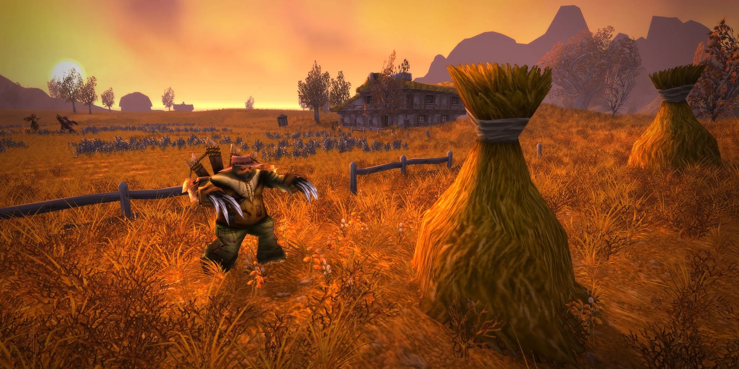 world of warcraft scarecrow facing a haystack