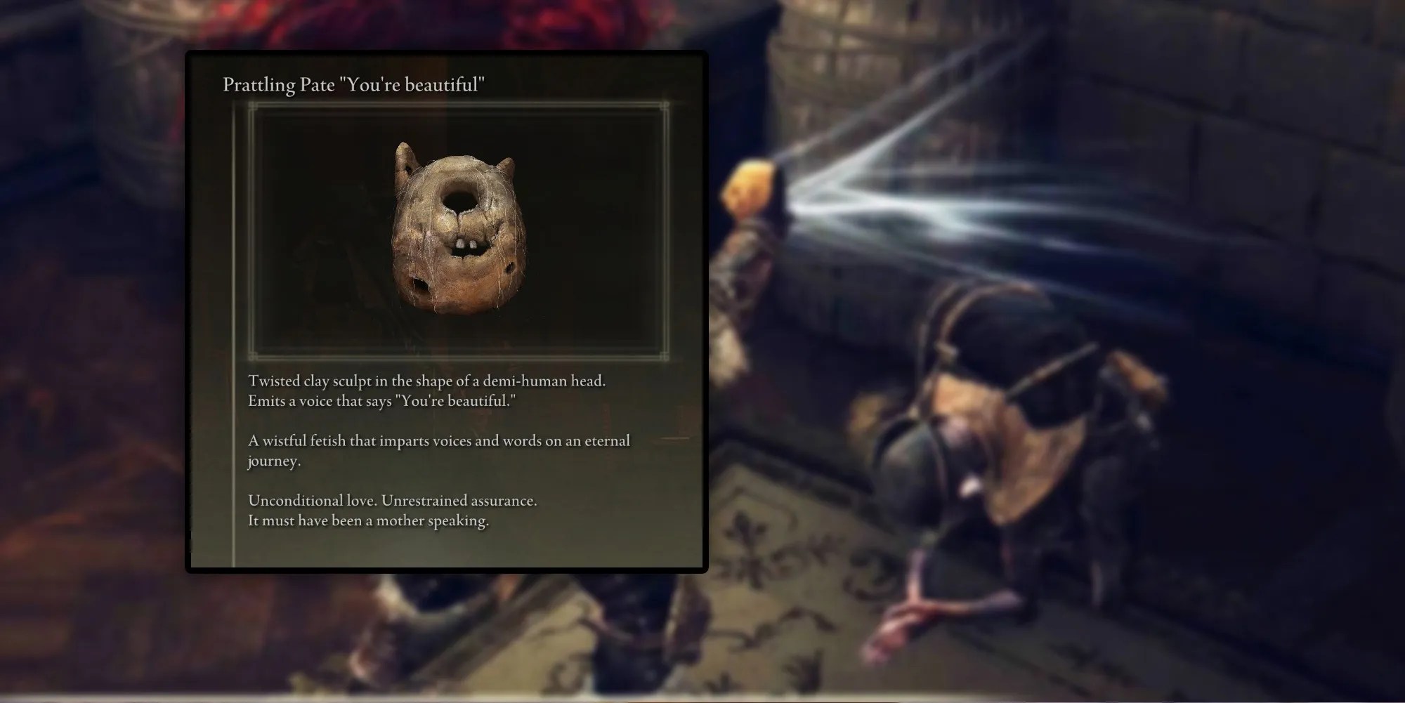 Elden Ring - PNG Of You&rsquo;re Beatiful Prattling Prate On Image Of Using Item On Boc NPC