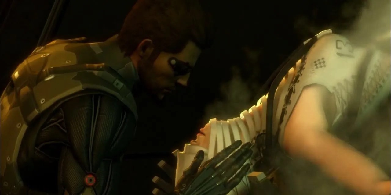The final boss fight against Zhao Yun Ru in Deus Ex Human Revolution