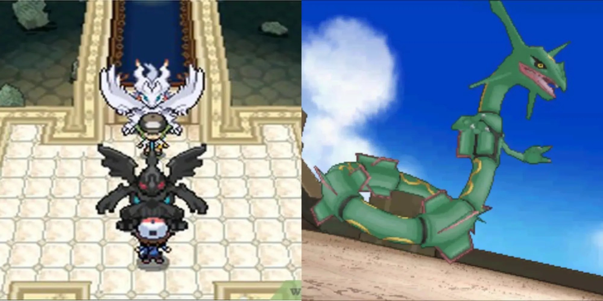Split image of legendary dragon Pokemon.