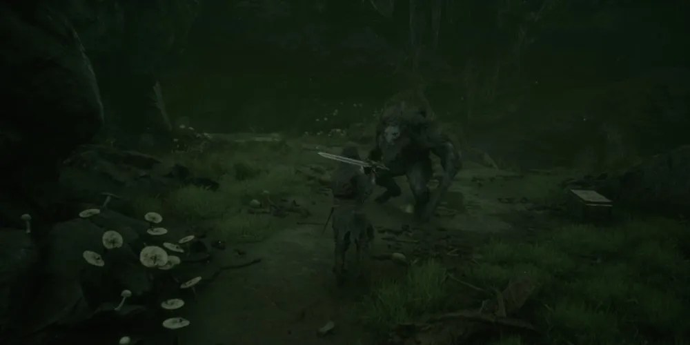 The Foundling wielding their Hallowed Sword in Mortal Shell