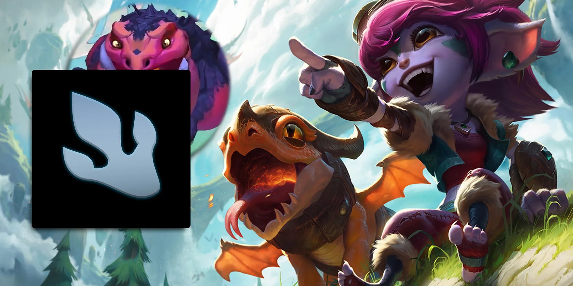 Teamfight Tactics - Tristana Dragon Trainer Artwork With Trainer Insignia Overlaid On Top