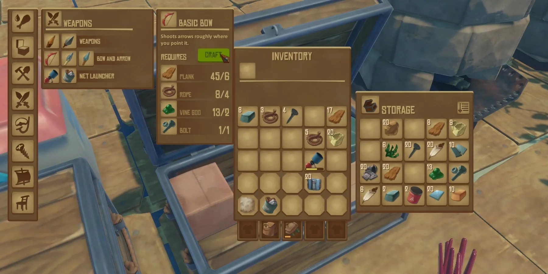 making a basic bow in raft