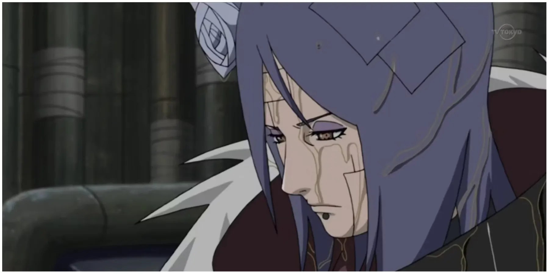 Konan Confronting Jiraiya In The Rain in Naruto