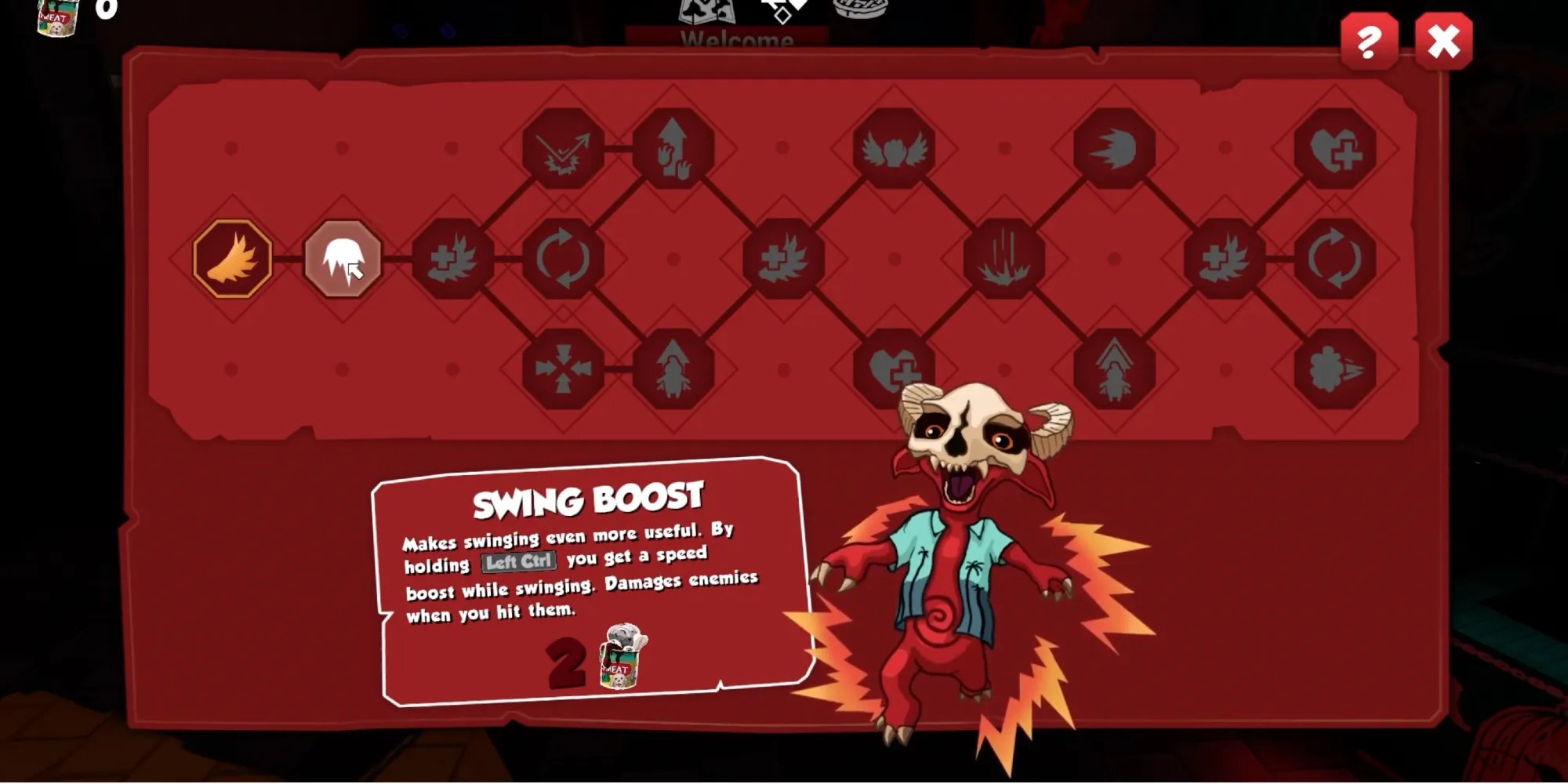 Hell Pie - Look for candymeat - Player unlocks Swing Boost