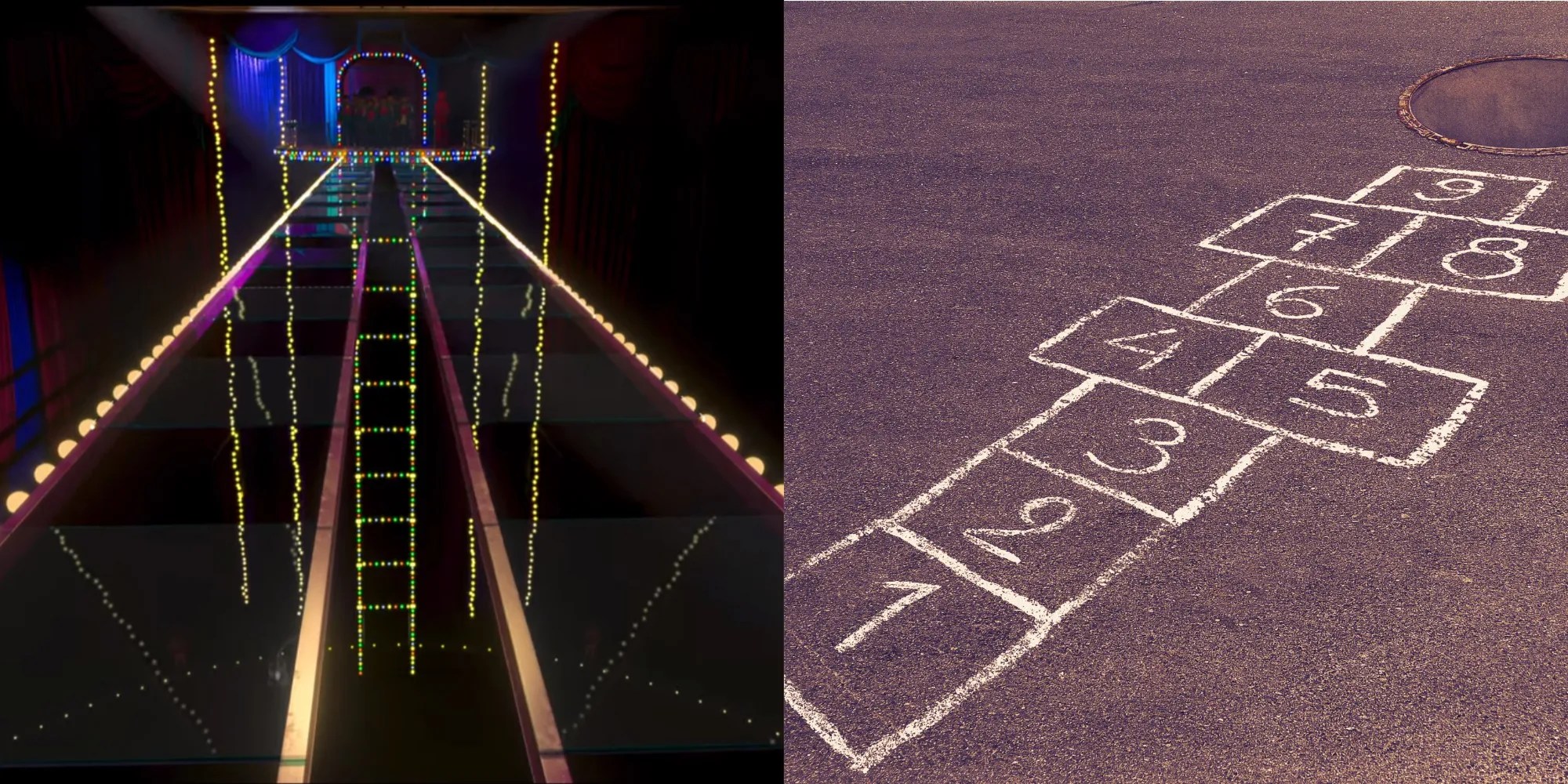 Glass Bridge and hopscotch