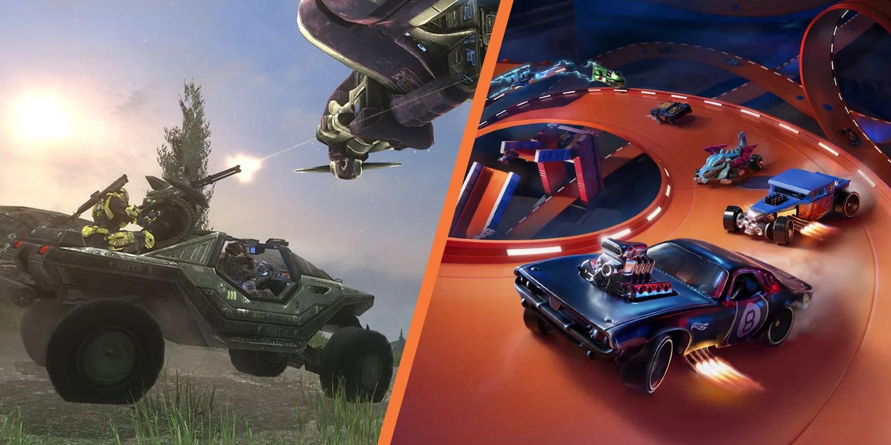 The Warthog from Halo and various cars from Hot Wheels Unleashed