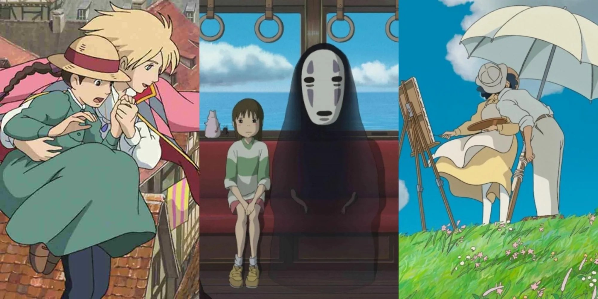 Sophie and Howl in Howl&rsquo;s Moving Castle, Chirio and No Face in Spirited Away, Nahoko and Jiro in The Wind Rises