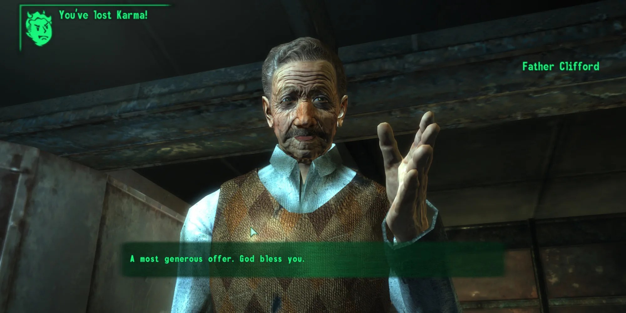A man expresses his thanks to the player in a conversation