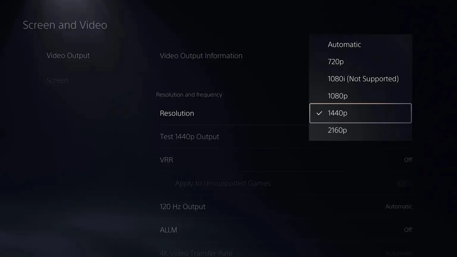 ps5 1440p support