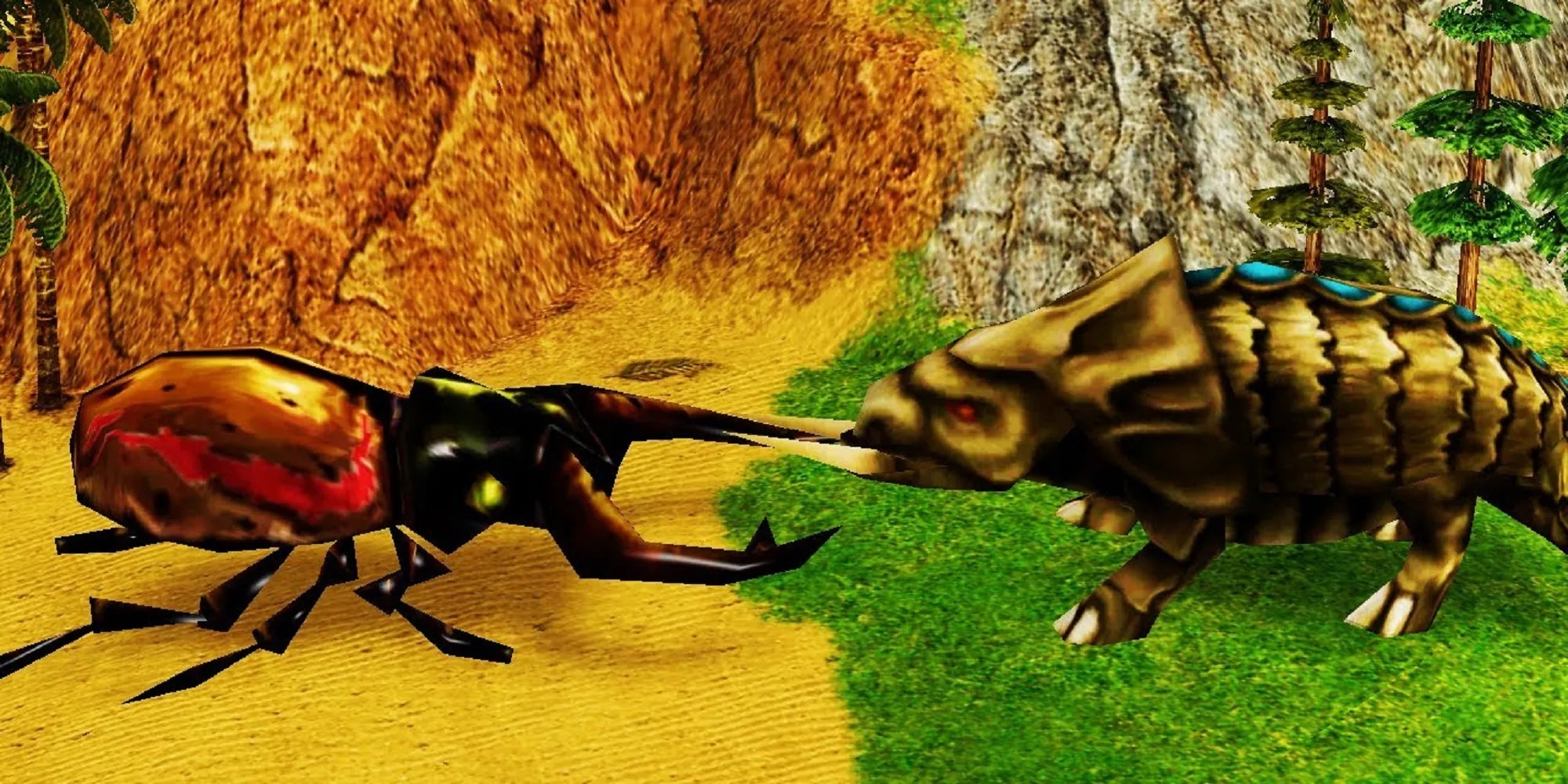 A Scarab Fighting A Behemoth