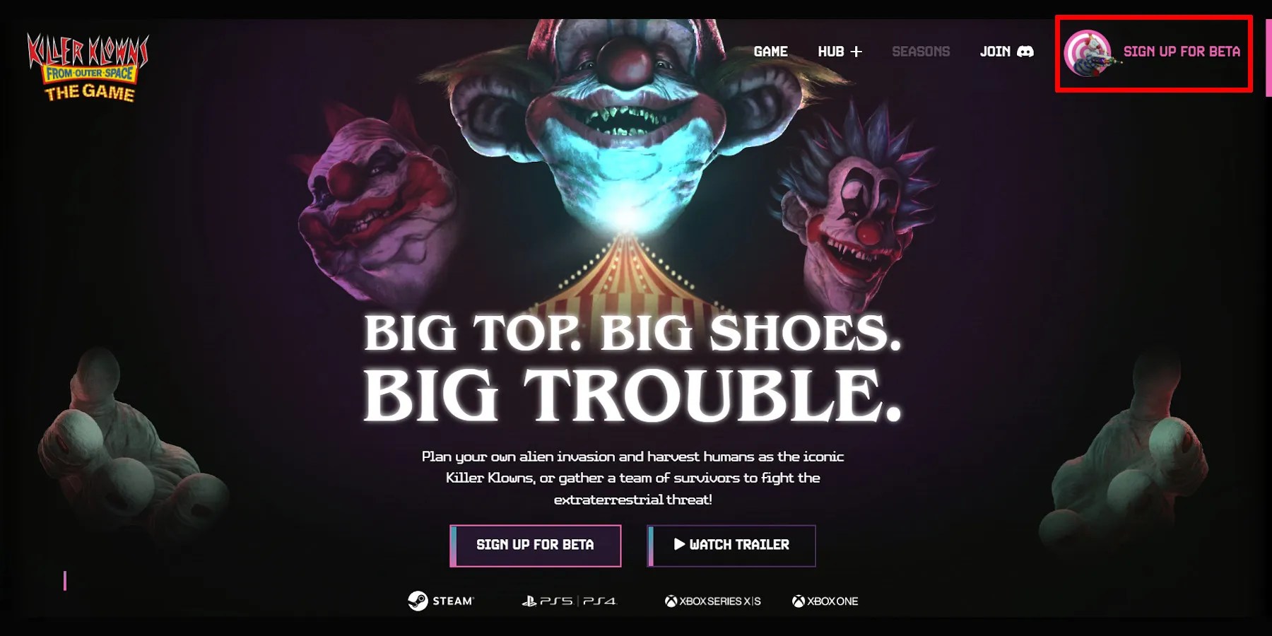 Killer Klowns from Outer Space Game How to Sign up for Beta