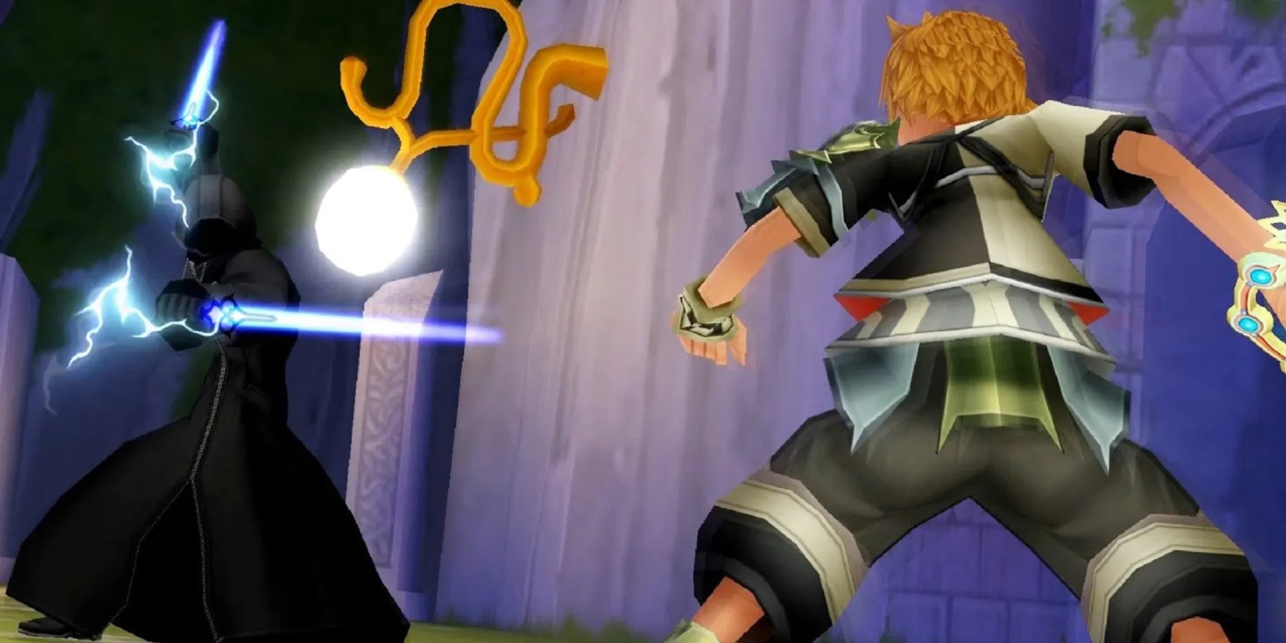 Ventus preparing to fight the Mysterious Figure in Kingdom Hearts Birth By Sleep
