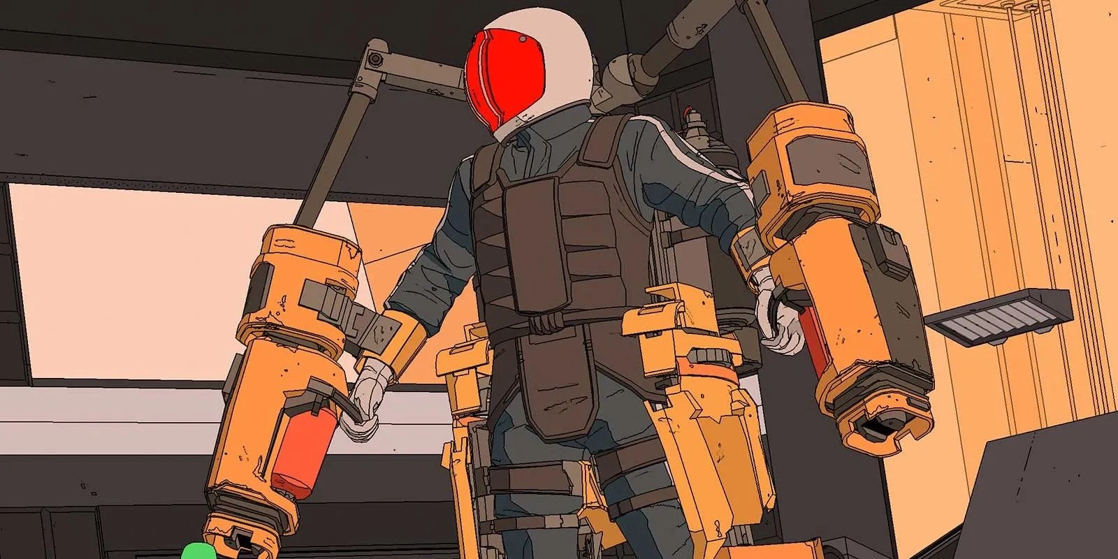 rollerdrome an enemy in a mech suit