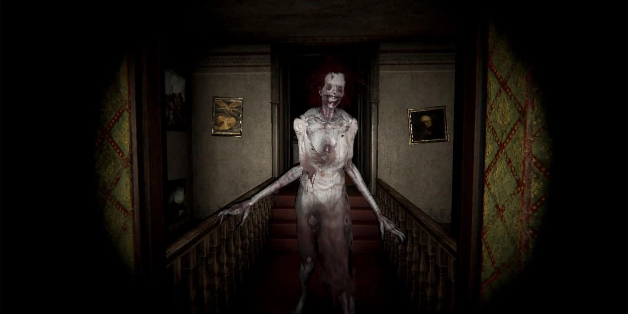 monster in Devour shambling towards the camera with elongated arms and a toothy arm.