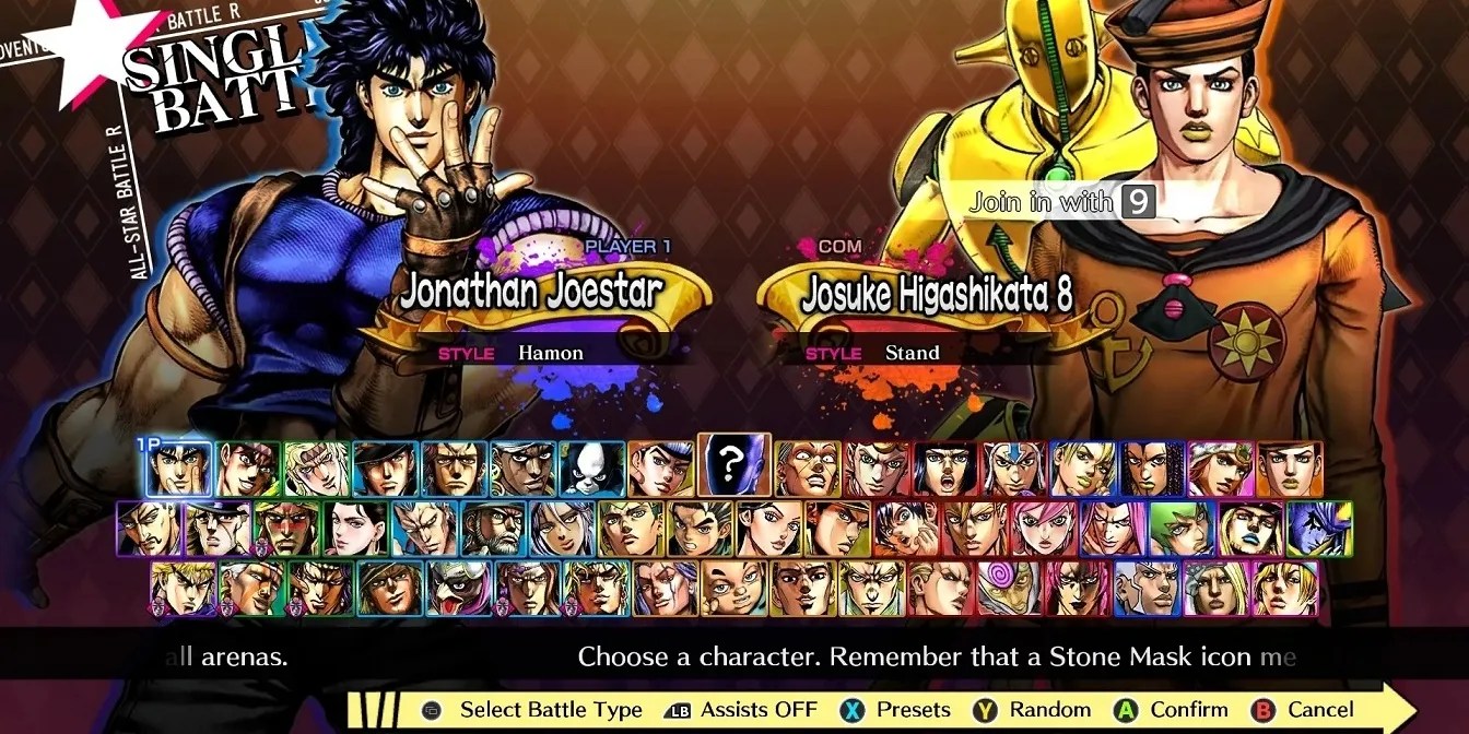 Jojo ASBR Improvements- Character Select