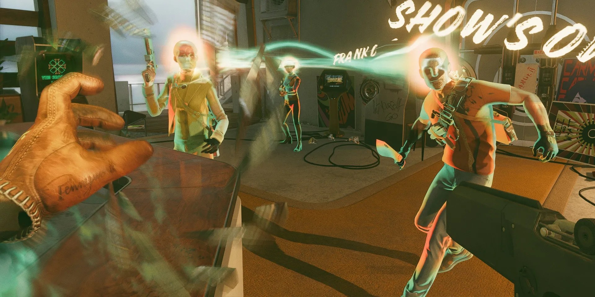 Colt using Nexus on three individuals in Deathloop