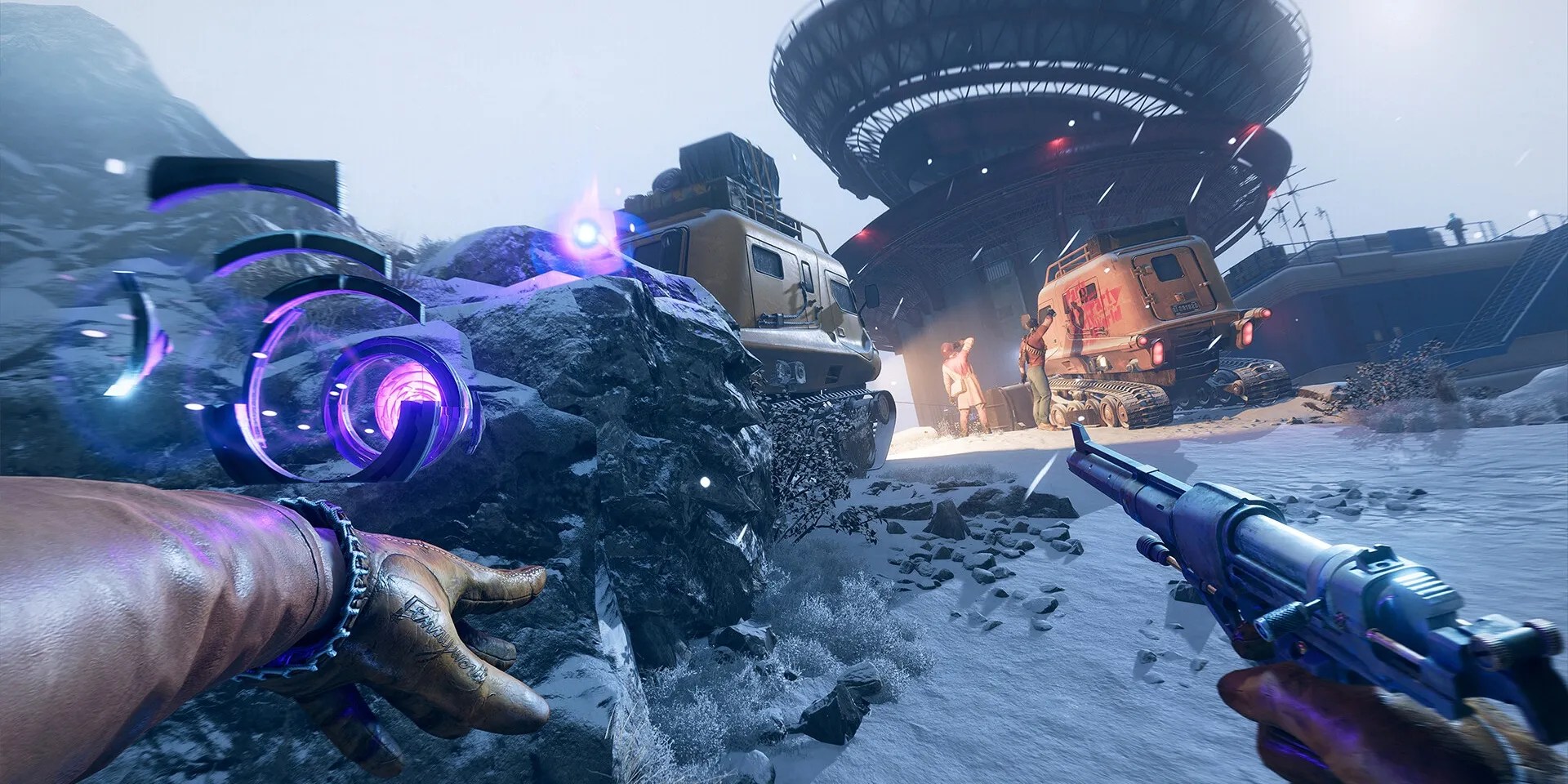 Colt using Shift behind some Eternalists in Deathloop