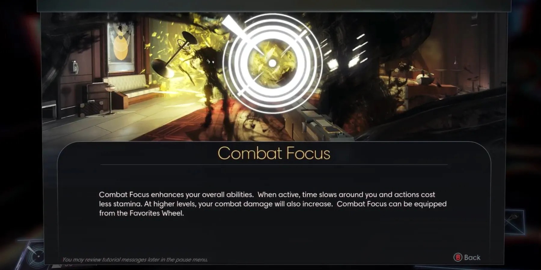 Prey combat focus tutorial screen