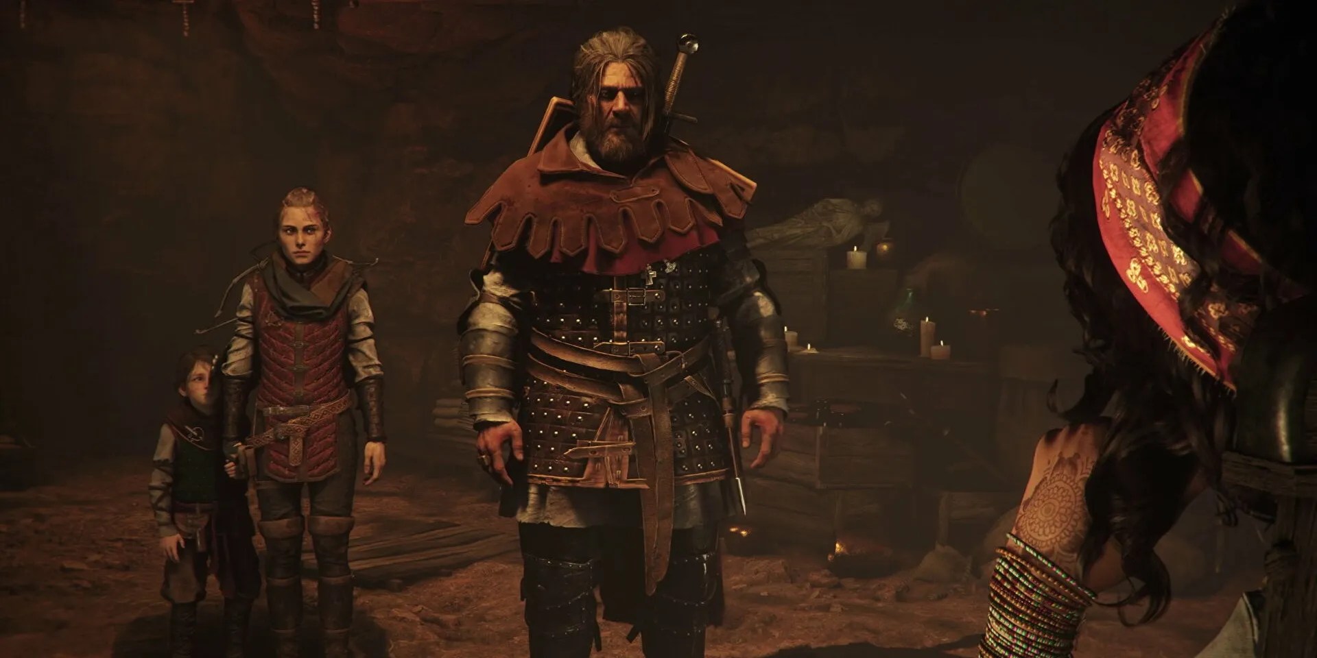 a plague tale amicia and hugo with other characters