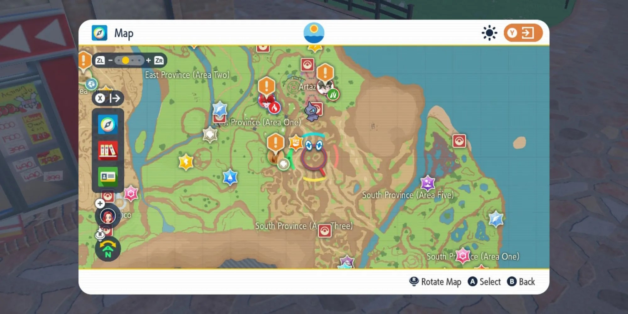 The map in Pokemon Scarlet &amp; Violet showing the East Province area