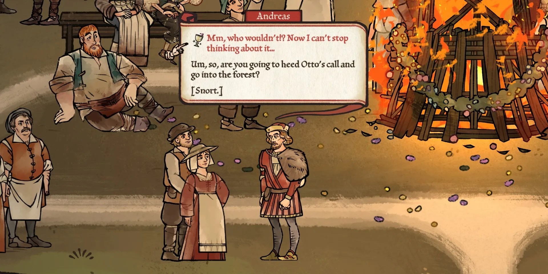 A dialogue scene from Pentiment
