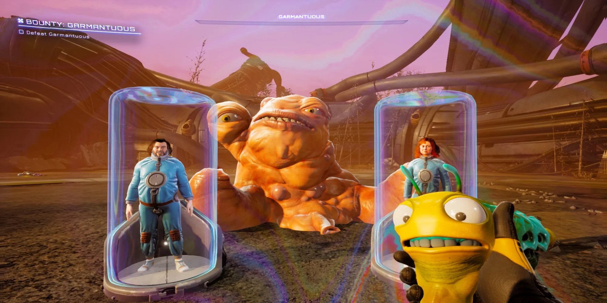A cutscene featuring characters in High on Life