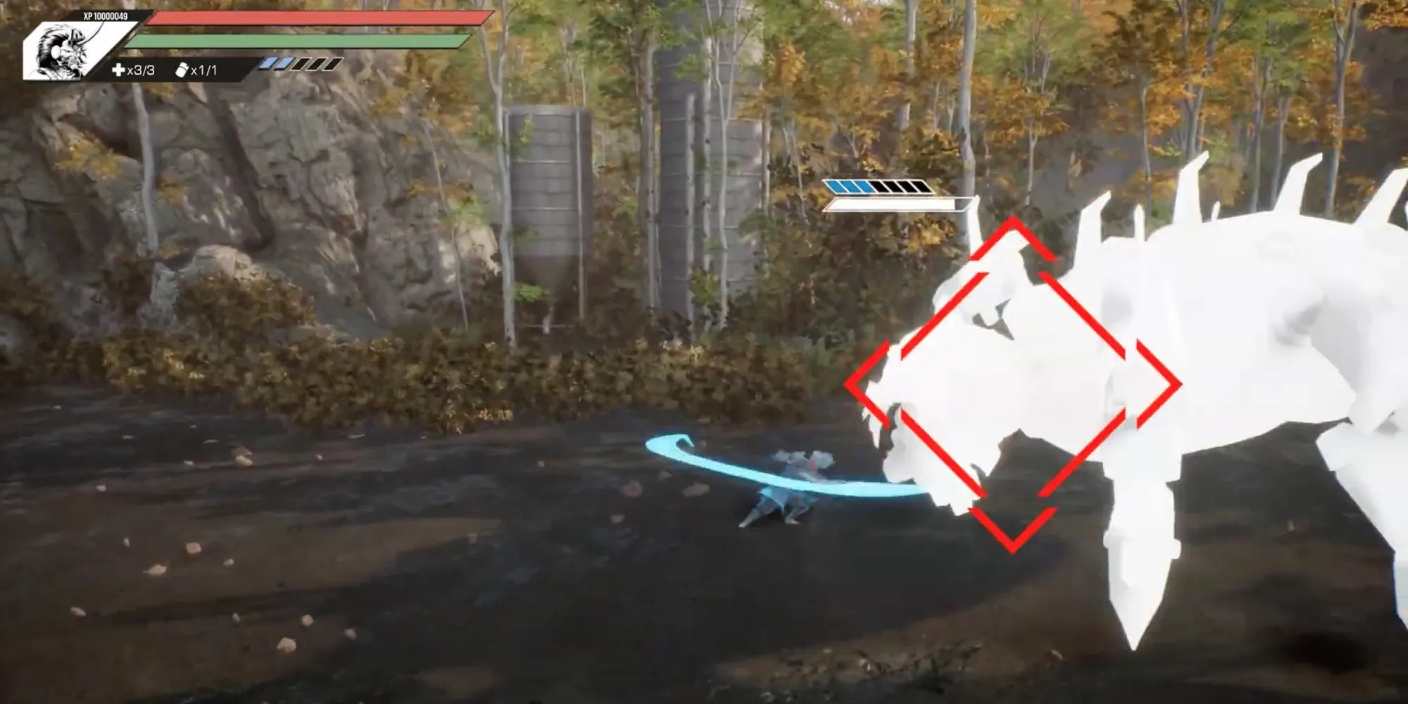 Player cuts the red spider in battle