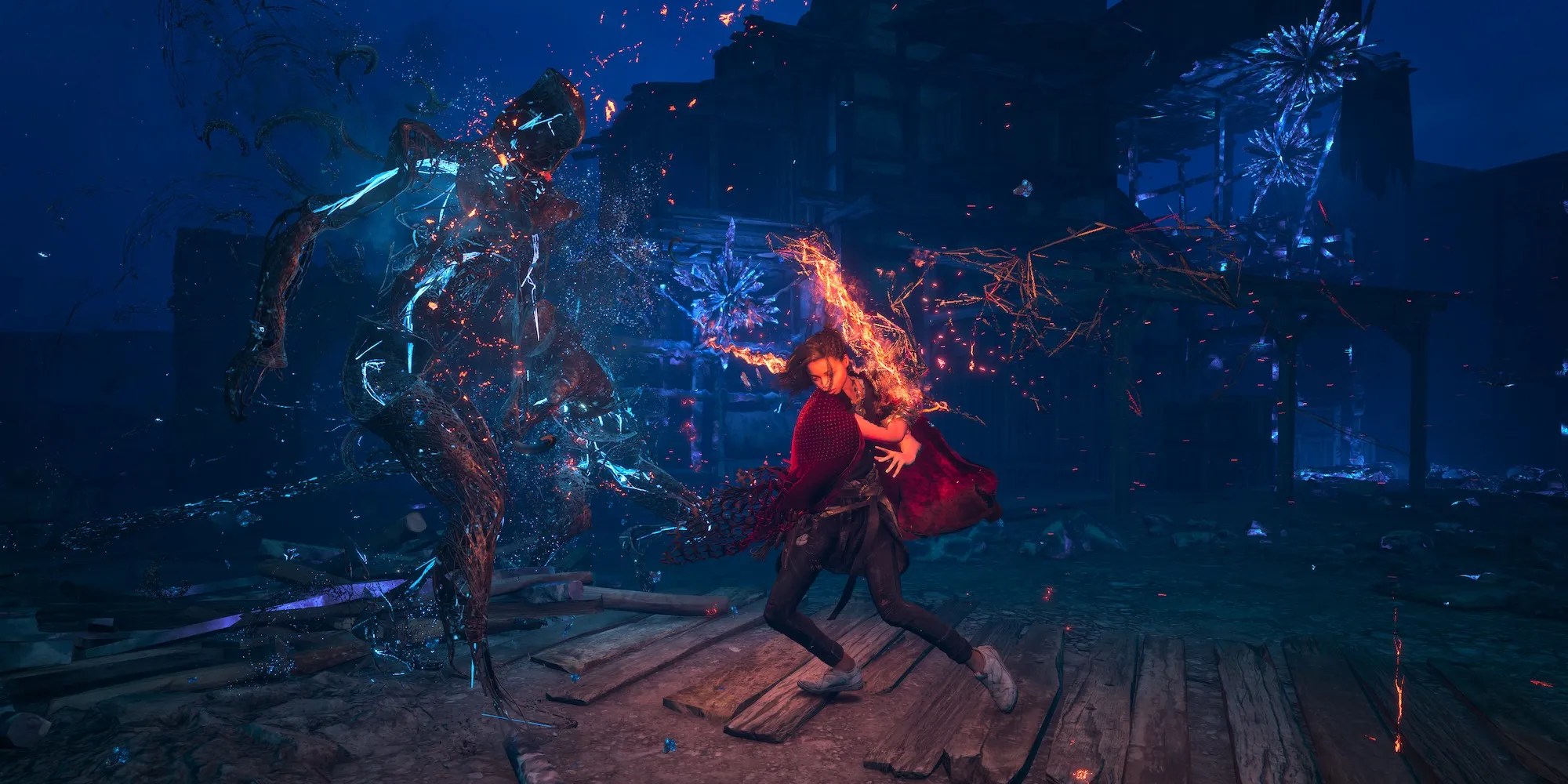 Fighting enemies in Forspoken