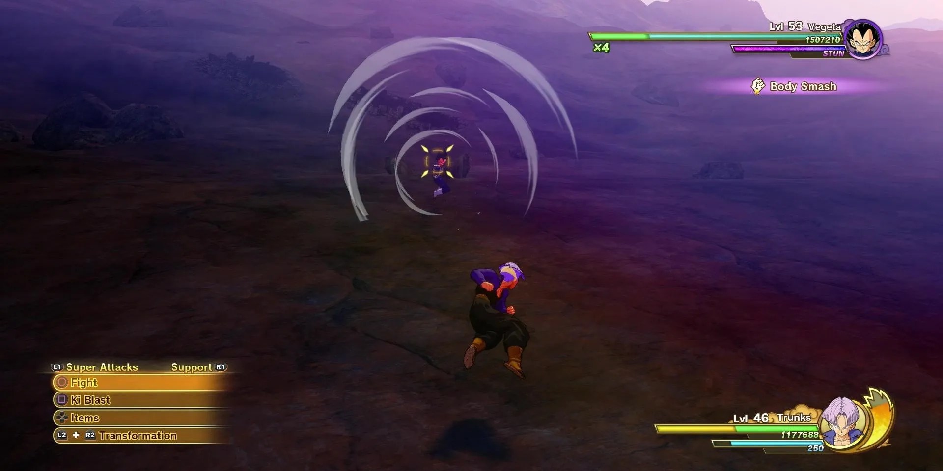 Future Trunks fighting Vegeta in DBZ Kakarot