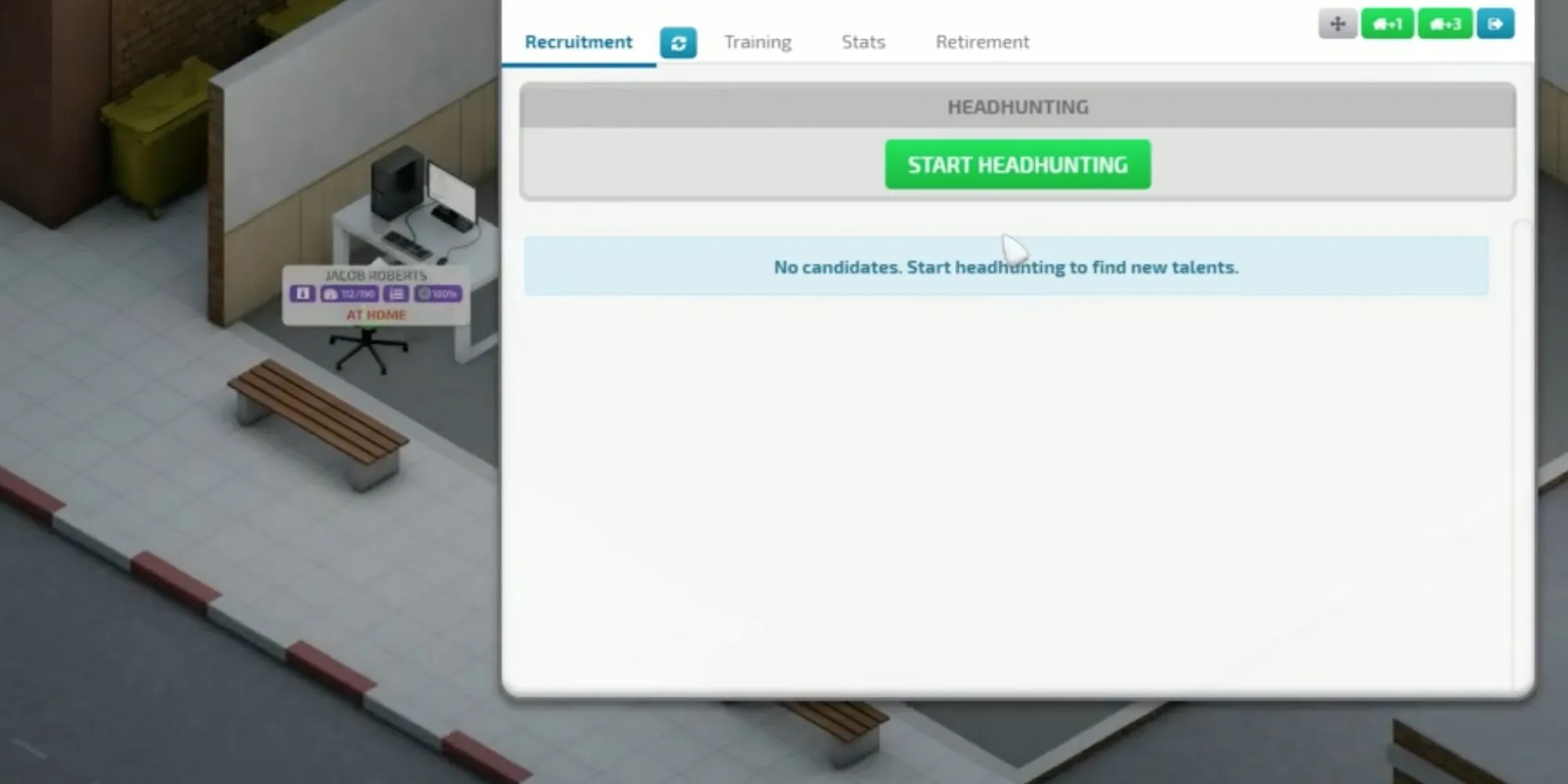 Player recruits new employees by headhunting in the game