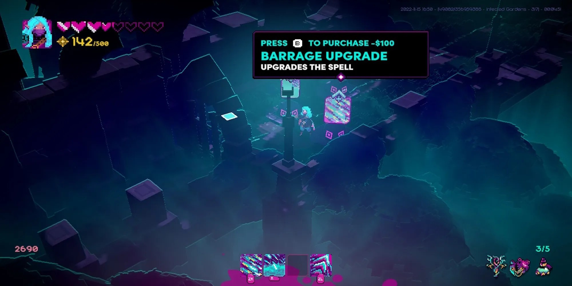 The upgrade menu in Lone Ruin