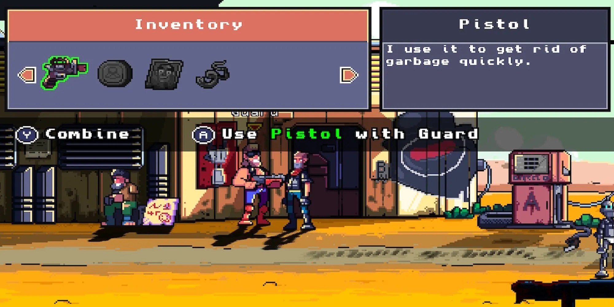 Using the pistol in Scrap Riders