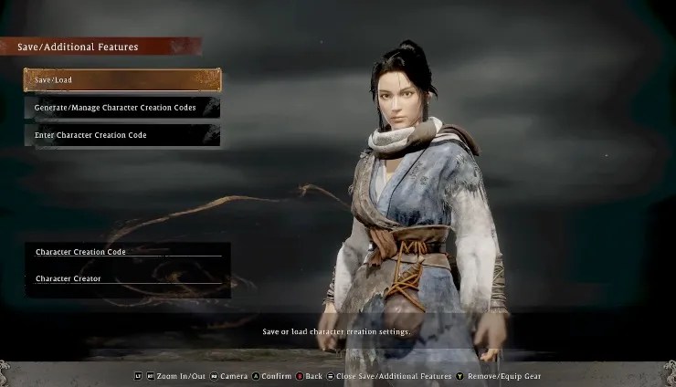 wo long character creation code