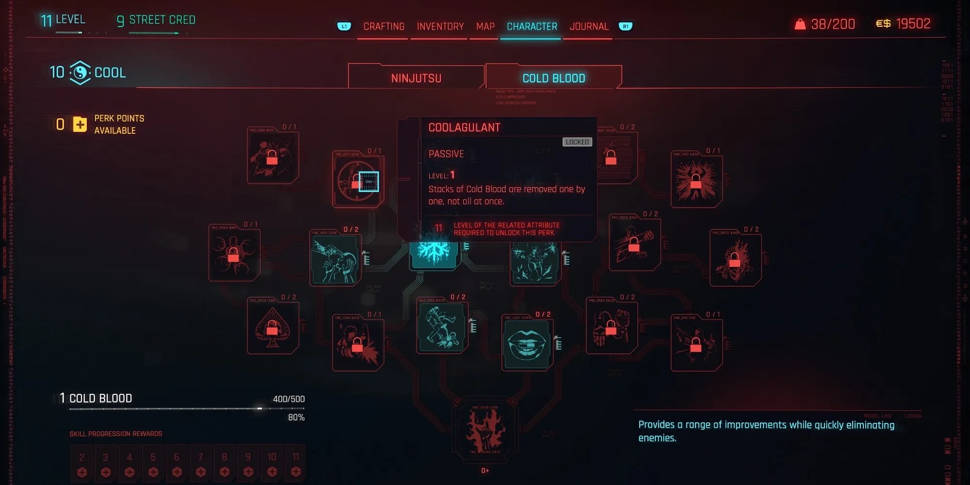 the coolagulant perk on the cold blooded skill tree