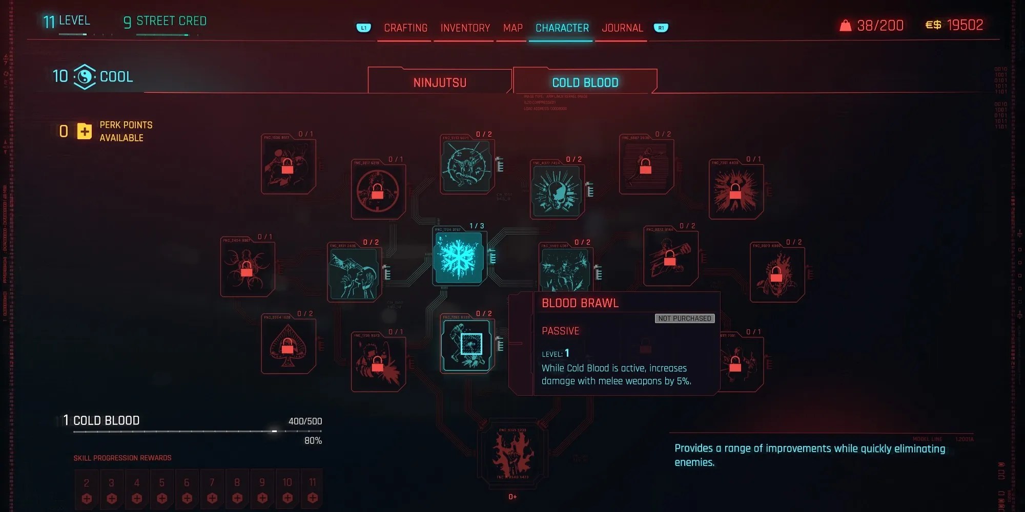 the blood brawl perk on the cold blooded skill tree