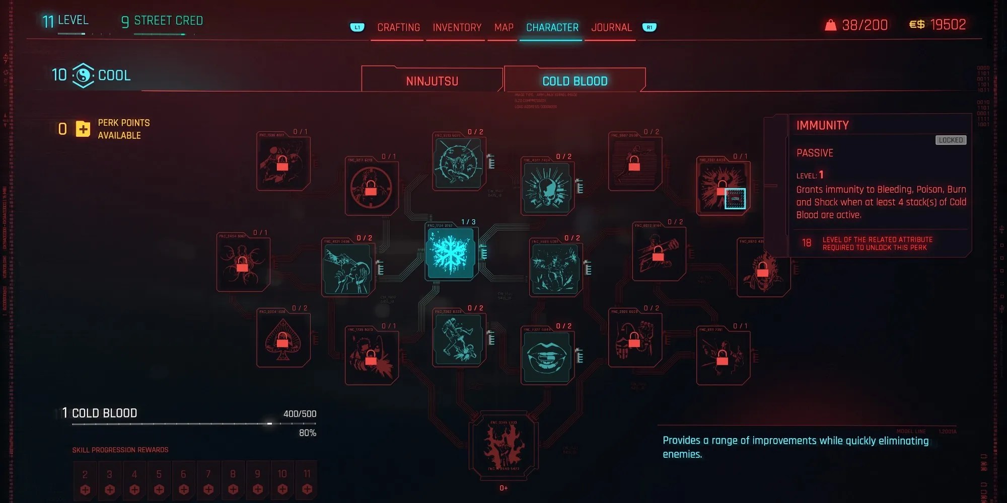 the immunity perk on the cold blooded skill tree