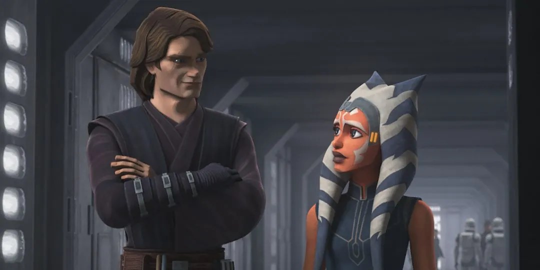 Anakin Skywalker and Ahsoka Tano in Star Wars: The Clone Wars' final season.
