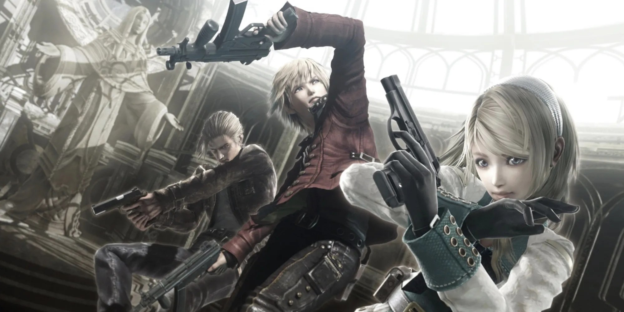 The Vashryon, Zephr, and Leanne readying their weapons