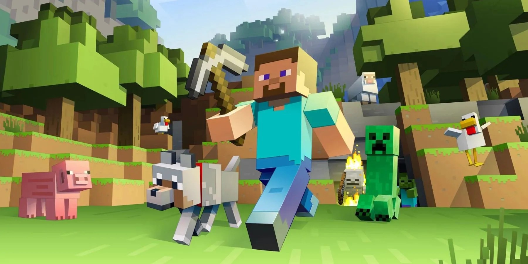 minecraft steve with pickaxe